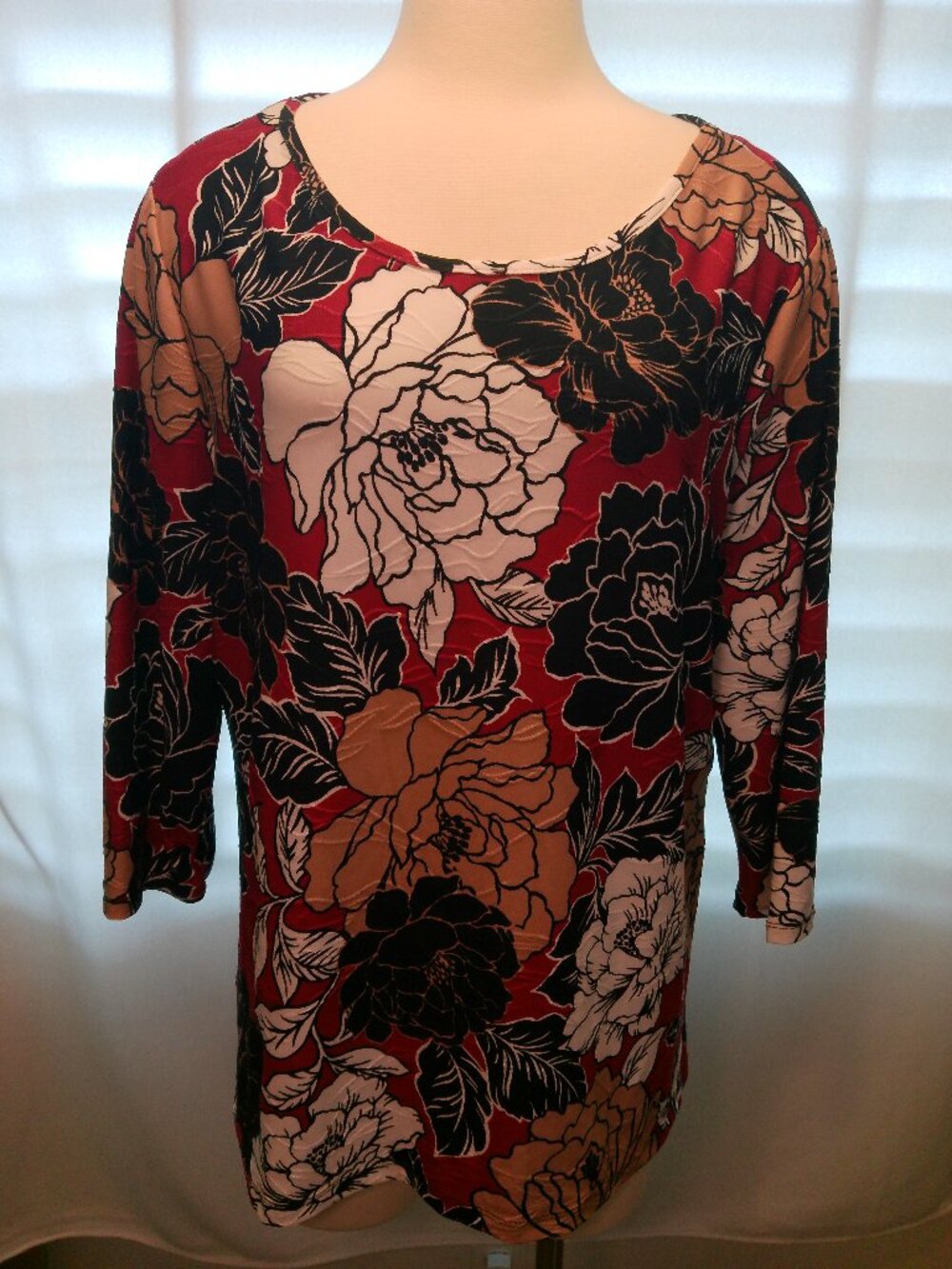 Blouse Emily Daniels Multicolor Paisley 3/4 Sleeve Stretch Size XL